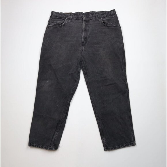 Vintage 90s Levis 545 Mens 44x30 Distressed Loose Fit Wide Leg Denim Jeans Black